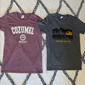 Two Yazbek Cozumel Mexico Graphic T-Shirts Size S Never Worn